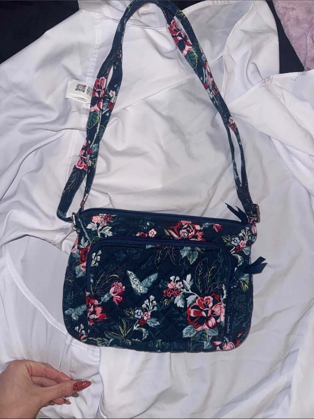 Vera Bradley Navy Floral Quilted Crossbody Bag